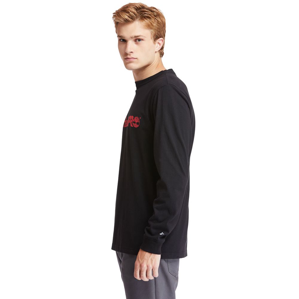 Camisetas Timberland Hombre Pro® Base Plate Long-Sleeve Graphic Negras - Chile VBN-063752